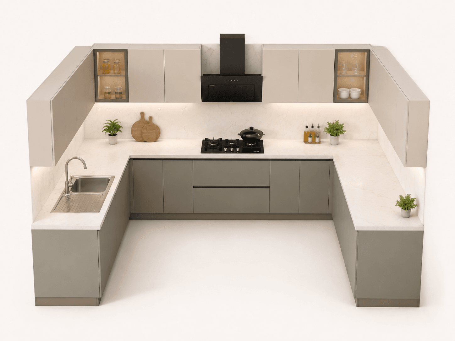 U Shape Kitchen Layout