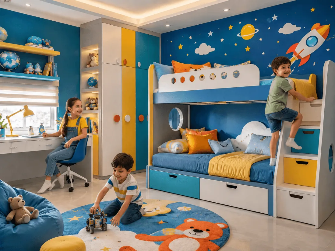 Little Rascals cartoon themed kids bedroom - iD Interiors